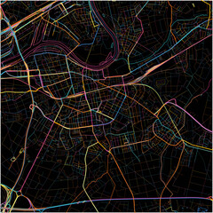 Colorful Map of OffenbachamMain, Hesse with all major and minor roads.