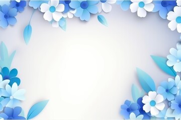 Colorful Flowers with White Copy Space 
