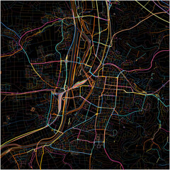 Colorful Map of Heilbronn, Baden-Wuerttemberg with all major and minor roads.