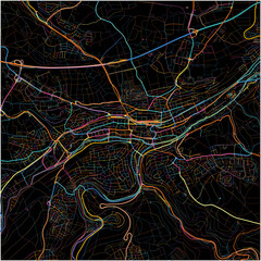 Colorful Map of Pforzheim, Baden-Wuerttemberg with all major and minor roads.