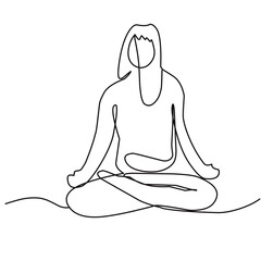 Continuous Line Drawing Of Women Fitness Yoga Concept Vector Health Illustration 