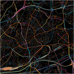 Colorful Map of Bottrop, North Rhine-Westphalia with all major and minor roads.