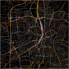 Colorful Map of Gottingen, Lower Saxony with all major and minor roads.