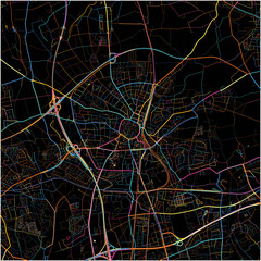 Colorful Map of Recklinghausen, North Rhine-Westphalia with all major and minor roads.