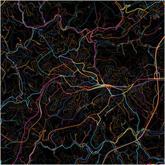 Colorful Map of Remscheid, North Rhine-Westphalia with all major and minor roads.