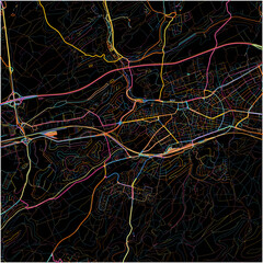 Colorful Map of Kaiserslautern, Rheinland-Pfalz with all major and minor roads.