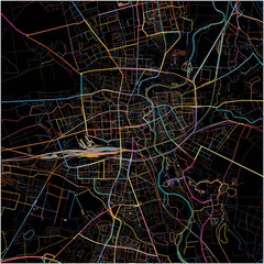 Colorful Map of Cottbus, Brandenburg with all major and minor roads.