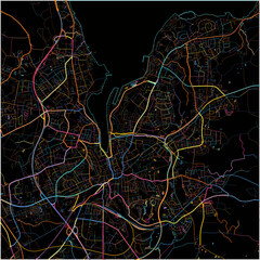 Colorful Map of Flensburg, Schleswig-Holstein with all major and minor roads.