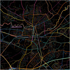 Colorful Map of Lunen, North Rhine-Westphalia with all major and minor roads.