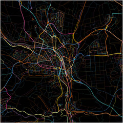 Colorful Map of Villingen-Schwenningen, Baden-Wuerttemberg with all major and minor roads.