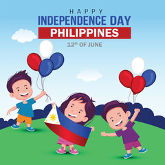 happy independence day Philippines greetings. vector illustration design.happy independence day Philippines greetings with kids. vector illustration design.