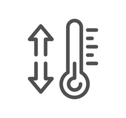 Temperature and thermometer related icon outline and linear vector.