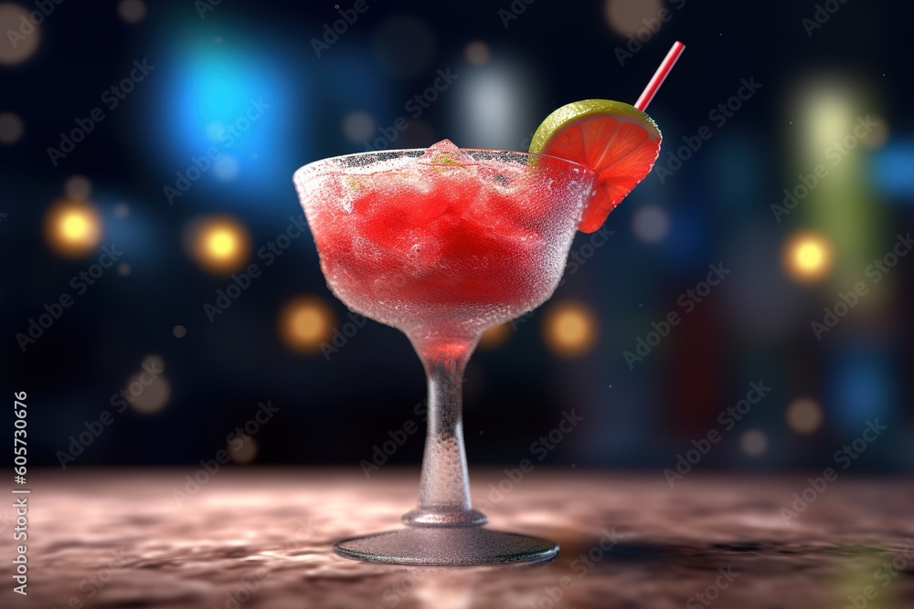 Poster frozen strawberry lemonade. generated by ai generative ai