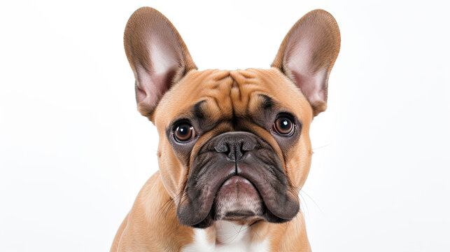 REtrato de cachorro de Bulldog Francés sobre fondo blanco. Ia generativa