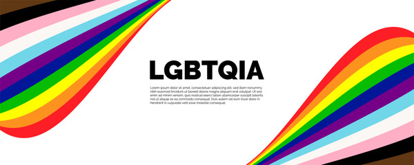 LGBTQIA Happy Pride Month Banner. Pride Banner with LGBTQ+ Flag Background
