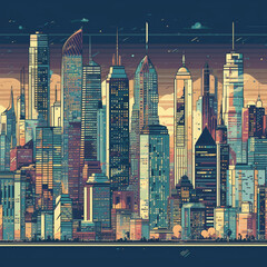 city skyline created with Generative AI