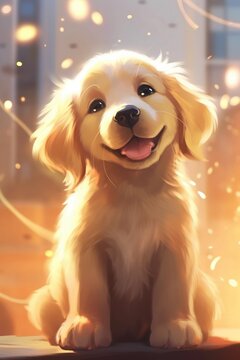 Golden retriever dog wallpapers, cute cartoon golden retrievers. 