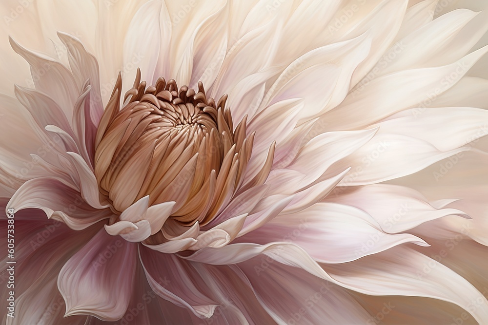 Poster a huge white bloom with a brown core in the middle of the flower generative ai