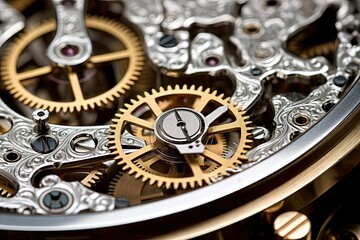 Fototapeta na wymiar Macro shot of Inner Mechanism of a Luxury watch.