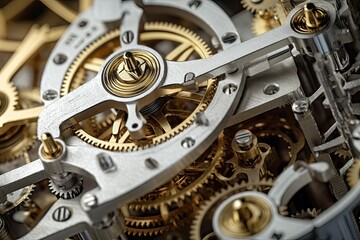 Macro shot of Inner Mechanism of a Luxury watch.