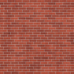 Background texture of a red brick wall with white mortar.