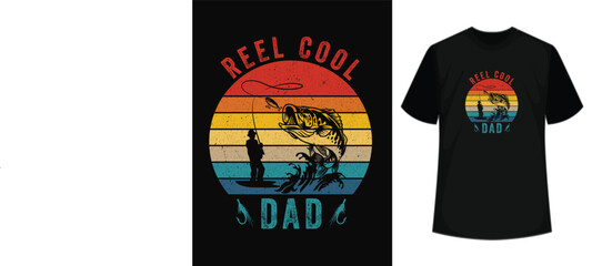 Reel Cool Dad T-Shirt Fishing Daddy Father's Day T-Shirt design