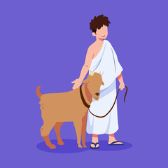 illustration of muslim people carrying sacrificial animals