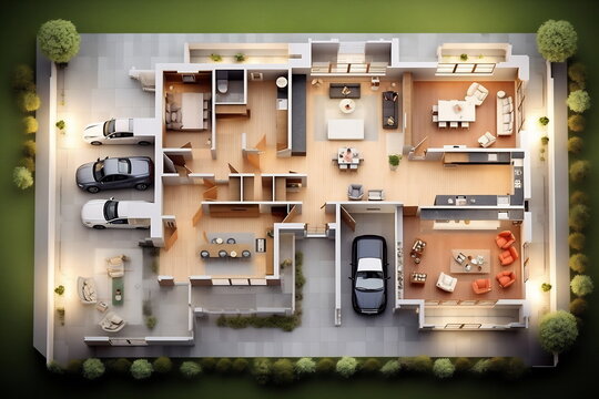 Apartments 3D design project. Plan or redevelopment