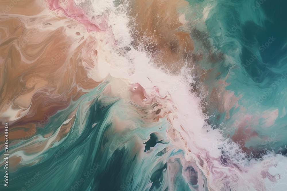 Poster a picture that is abstract and depicts a wave of water generative ai