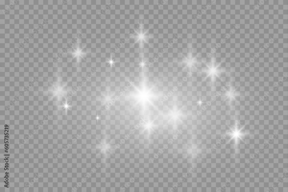 Poster stars light vector effect isolated on transparent background