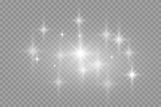Stars light vector effect isolated on transparent background