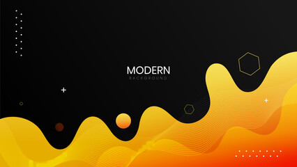 Modern liquid background with orange and black background