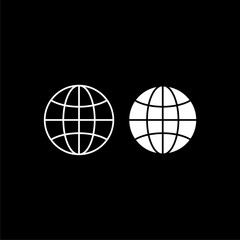 Globe icon isolated on blackbackground. 