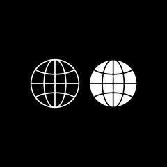 Globe icon isolated on blackbackground. 
