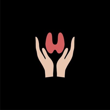 recommend clip art: Hands thyroid icon  isolated on black background 