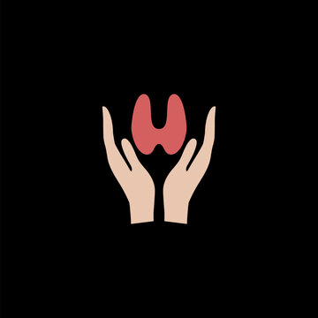 recommend clip art: Hands thyroid icon  isolated on black background 