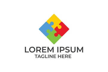 jigsaw pieces logo, autism logo design vector icon template