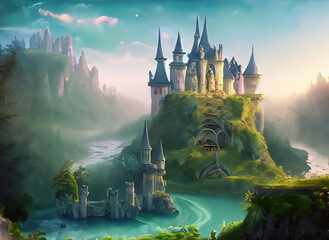 Enchanting Fairytale Castle: A Magical Journey through a Lush Forest"