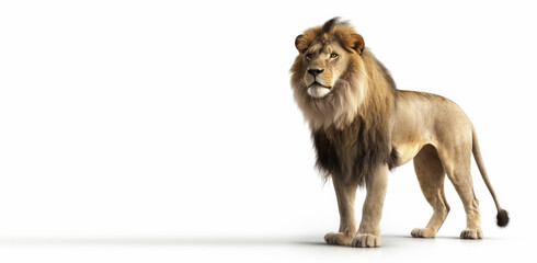 Obraz premium Lion isolated on white background, Generative AI