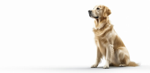 Golden Retriever dog isolated on white background, Generative AI