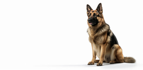 German Shepherd isolated on white background, Generative AI