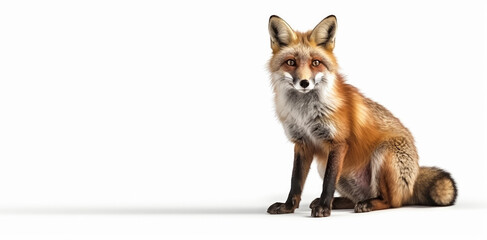 Fototapeta premium Fox isolated on white background, Generative AI