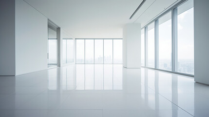 Huge home space totally empty and vibrant white.