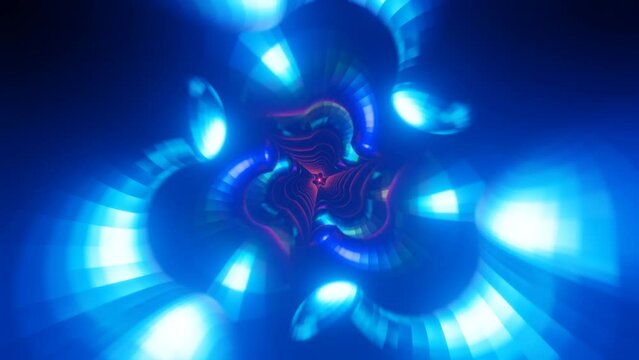 Continuous seamless loop of trippy sci-fi psychedelic hypnotic visuals with multicolor elements