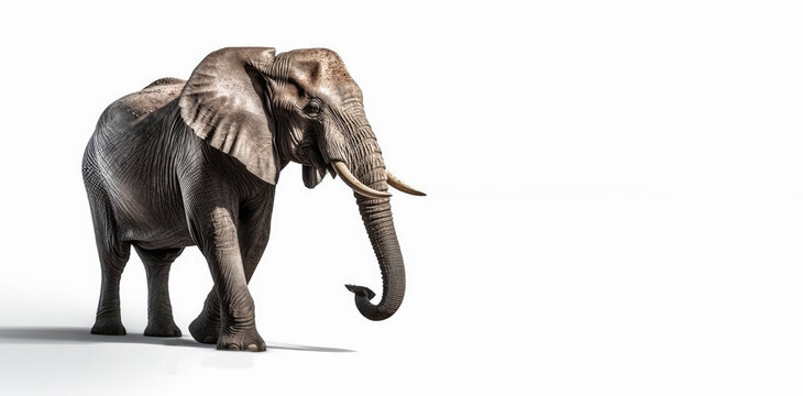 Elephant isolated on white background, Generative AI