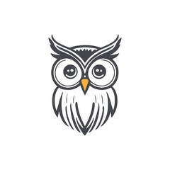 Cute geeky owl stroke minimalist logo