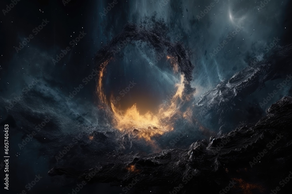 Wall mural celestial vortex, with swirling clouds of gas and dust in galaxy or nebula, created with generative 