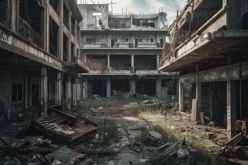 Fototapeta na wymiar Desolate urban ruins. Generative AI