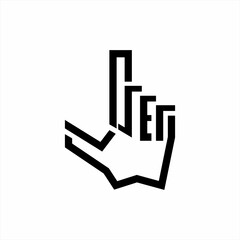 Illustration of a geometric hand with five fingers forming the word Loser.