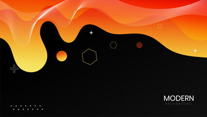 Modern liquid background with orange and black background